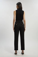 Textured Compact Stretch Tailored Straight Leg Trouser
