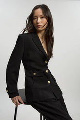 Compact Stretch Tailored Military Single Breasted Blazer