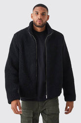 Tall Borg Funnel Neck Jacket in Black