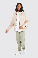 Boxy Tie Dye Square Panel Hooded Puffer