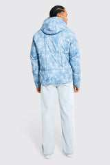 Tall Tie Dye Square Panel Hooded Puffer