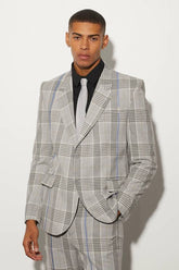 Oversized Boxy Check Contrast Stitch Jacket
