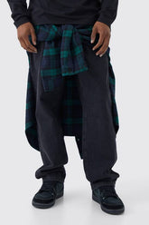 Relaxed Rigid Jeans With Zip Off Check Shirt