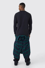 Relaxed Rigid Jeans With Zip Off Check Shirt