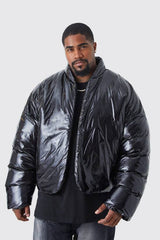 Plus Boxy High Shine Volume Padded Puffer Bomber Jacket