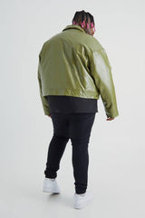 Plus Boxy High Shine PU Harrington Jacket