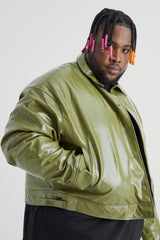 Plus Boxy High Shine PU Harrington Jacket