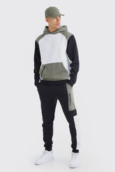 Regular Fit Raglan Colour Block Hooded Tracksuit