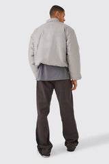 Boxy PU Volume Padded Puffer Bomber Jacket