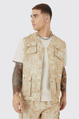 Sleeveless Camo Cargo Utility Regular Fit Vest