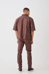 Fixed Waist Slim Ombre Pu Trouser