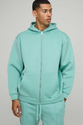 Oversized Zip Through Bonded Scuba Hoodie