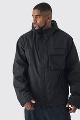 Plus Lightweight Hooded Regular Fit Parka Jacket In Black