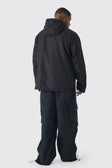 Plus Lightweight Hooded Regular Fit Parka Jacket In Black