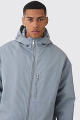 Oversized Padded Tech Longline Mac In Grey