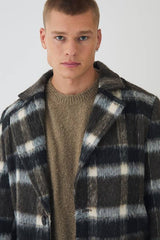 Brushed Check Overcoat In Brown