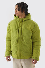 Oversized Ripstop Nylon Hooded Parka In Lime