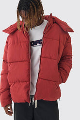 Tall Oversized Funnel Neck Hooded Puffer Jacket