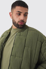 Plus Boxy Peached Square Quilted Bomber Jacket