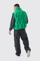 Plus Boxy Fit Hand Weft Padded Gilet In Green