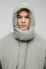 Man Extreme Heavy Padded Hooded Puffer Coat In Stone