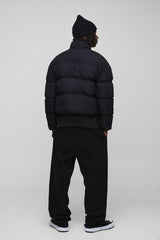 Man Boxy Fit Funnel Neck Puffer Coat In Black
