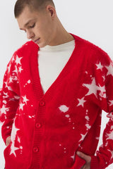 Oversized Boxy Star Brushed Knitted Cardigan