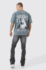 Skinny Stacked Flared Jeans With Knee Rip