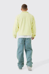 Washed Padded Twill Worker Jacket In Yellow