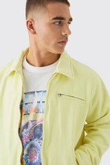 Washed Padded Twill Worker Jacket In Yellow