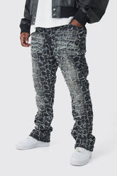 Plus Extreme Patchwork Double Layered Flared Jeans