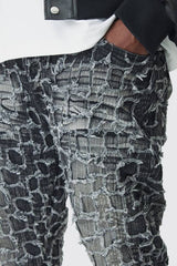 Plus Extreme Patchwork Double Layered Flared Jeans