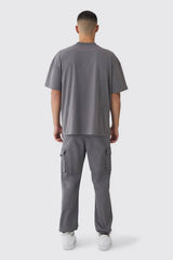 Slim Fit Elasticated Waist Woven Tab Cuffed Cargo Trousers