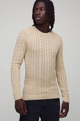 Muscle Fit Cable Knit Jumper