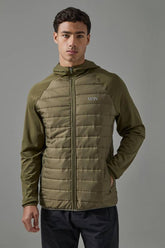 Man Active Quilted Zip Through Hoodie