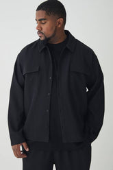 Plus Pleated Cargo Overshirt