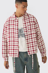 Oversized Boucle Bungee Hem Check Overshirt