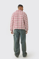 Oversized Boucle Bungee Hem Check Overshirt