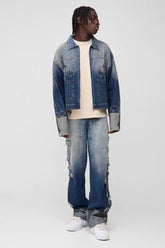 Relaxed Rigid Cross Applique Denim Jeans