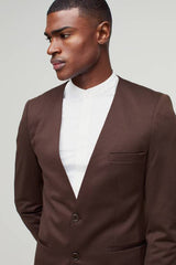 Slim Collarless Jersey Blazer
