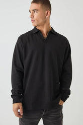 Regular Fit Heavyweight Interlock V Neck Polo