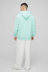Oversized Loopback Raw Seams Worldwide Printed Hoodie