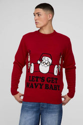 Regular Fit Santa Wavy Knitted Christmas Jumper