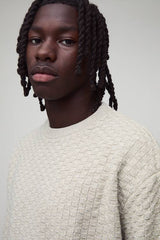 Oversized Boxy Basket Knitted Crew Jumper