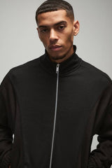 Oversized Heavy Rib Panelled 3D Embroidered Track Top