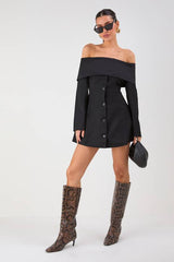 Tailored Bardot Blazer Mini Dress
