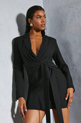 Premium Tie Front Blazer Dress