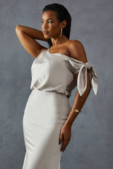 Premium Satin Off Shoulder Fishtail Bridesmaid Dress