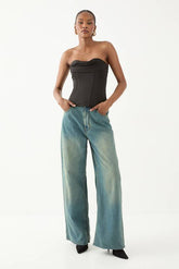 Satin Bandeau Draped Corset Top