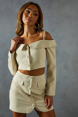 Tailored Bardot Button Down Top